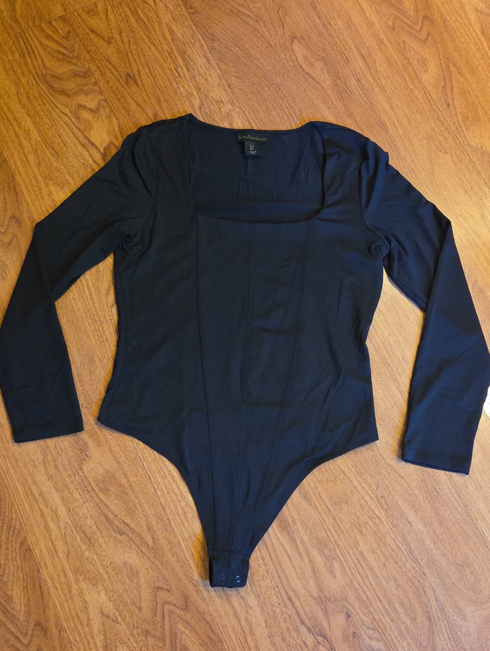 House of Harlow 1960 Black Scoop Neck Long Sleeve Bodysuit - Size Large